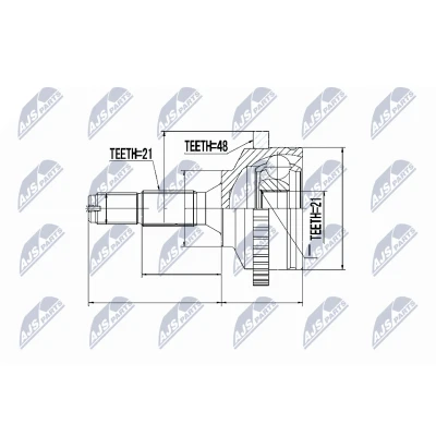 Imagen de NTY NPZ PE 017 Junta Homocinética Eje delantero, derecha, izquierda con circlip en la parte trasera PEUGEOT: 206 Hatchback