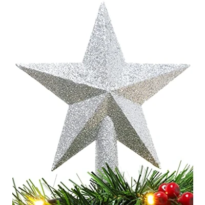 Imagen de Christmas Concepts® 20cm Glitter Tree Topper Adorno para la Punta del árbol de Navidad (Plata)