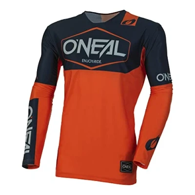 Imagen de O&#039;Neal Camiseta Motocross Manga Larga MX MTB Bicicleta de Montaña Material Ligero, Corte Ergonómico Slim Fit para un Ajuste Maillot Mayhem Hexx V.24 Adulto Azul Naranja Talla S
