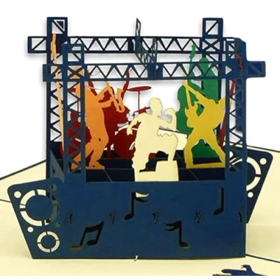Imagen de LINPOPUP® Tarjeta Pop Up de cupón 3D regalo para conciertos, festivales eventos musicales cumpleaños plegable, N339