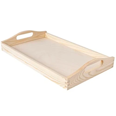 Imagen de Creative DECO Grande Bandeja de Madera con Manijas 39,5 x 24 6,3 cm para Servir Desayuno Comida Cafe y Postres Decoración Cocina, Salón Comedor