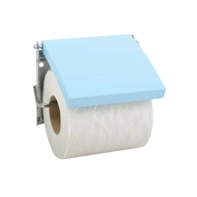Imagen de MSV Soporte de Papel higiénico Acero Inoxidable/MDF, Azul Claro, 30x20x110 cm