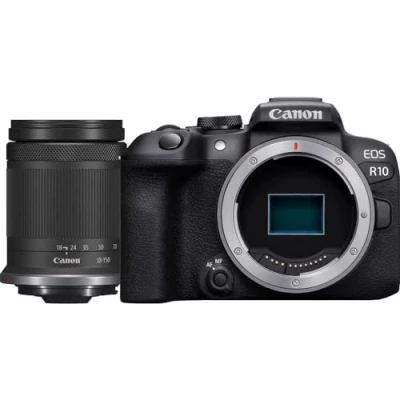 Imagen de CANON EOS R10 Cámara Mirrorless + Objetivo RF S 18 150 mm F4.5 6.3 IS STM, Evil APS C (24,2 MP) 4 EV, Vídeo 4K 60 fps, Dual Pixel CMOS AF II, Pantalla Táctil de Ángulo Variable, Negro
