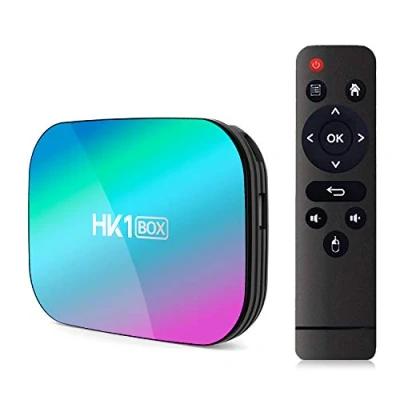 Imagen de Xilibod Android 9.0 TV Box 4GB RAM/32GB ROM Amlogic S905X3 Quad Core 64bit Cortex A55, GPU G31™ MP2,H.265 Decoding 2.4G/5G Dual Band WiFi LAN 1000 RJ 45 Smart Model No.: HK1 32GB