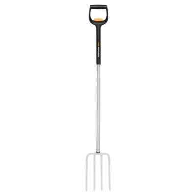 Imagen de Fiskars Horca de jardín telescópica para suelos duros y pedregosos, Con 4 púas, Longitud 1,10 m a 1,30 m, Acero al boro, Negro/Plateado, SmartFit, 1070717