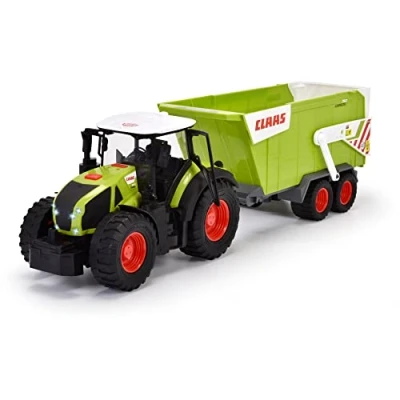 Imagen de Dickie Toys Tractor Claas con Remolque (64 cm) Gran Juguete Mecanismo de Rueda Libre para niños a Partir 3 años, vehículo Granja luz y Sonido Muchas Funciones, 203739004ONL