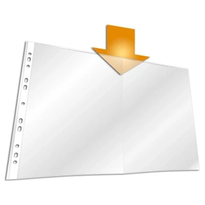 Imagen de Durable 267119 Manguitos de folleto A3, plegados en cruz, tapa abierta, 10 piezas, transparente