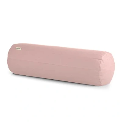 Imagen de basaho Bolster Yoga Algodón Orgánico Cáscara de Trigo Sarraceno Funda Extraíble Lavable (Rosa Pálido)