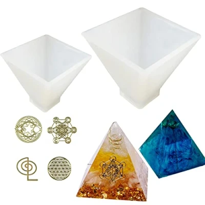 Imagen de Cayway 2 Pz Pirámide Moldes de Resina Silicona con Relleno para Molde Piramidal, Decoración Mesa El Hogar