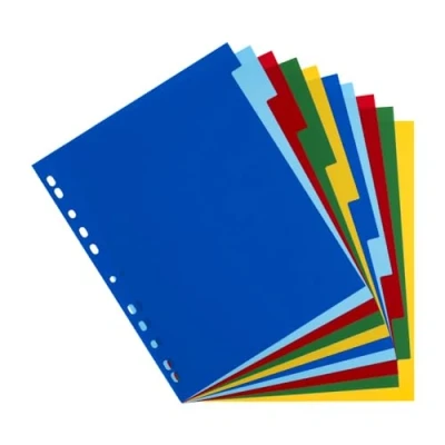 Imagen de Oxford, Separadores Archivador A4, 10 Pestañas, 5 colores, Plástico de 120 micras