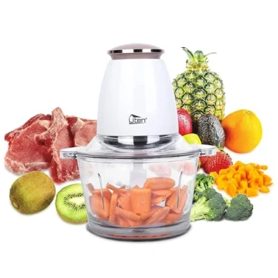Imagen de Picadora Eléctrica de Alimetos 400W, Uten 1500ML Alimetos, Batidora Cocina 4 Cuchillas, Carne Verduras y Frutas