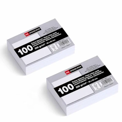 Imagen de Miquelrius fichas de cartulina 200 g/m², Tarjetas estudio y preparación para oposiciones, Pack lisas notas, Tamaño 95 x 65 mm, Flashcards, Material escolar oficina