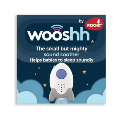 Imagen de Wooshh by Rockit máquina de sonido recargable con 8 sonidos relajantes, ayuda portátil para dormir niños pequeños y bebés correa cable USB, ruido blanco 4 niveles
