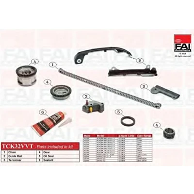 Imagen de FAI AutoParts TCK32VVT Juego de Cadena distribución con juntas, ruedas dentadas Símplex, bajo ruido NISSAN: Almera Tino