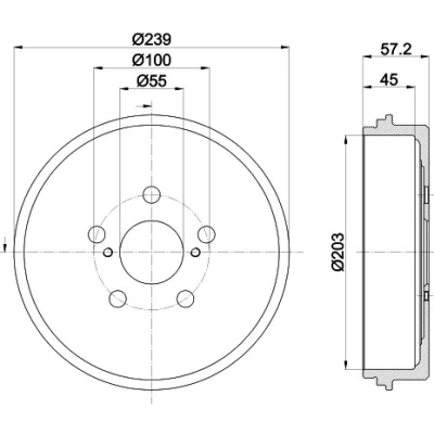 Imagen de HELLA 8DT 355 303 531 Tambor de Freno sin buje rueda, cojinete perno sujeción rueda 239