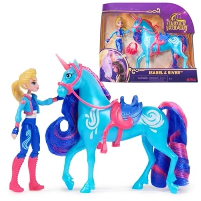 Imagen de UNICORN ACADEMY Pack Academia Unicornio: Muñeca Isabel + Unicornio River &#039;Río&#039; Accesorios 6066842 Muñecas para Niñas Juguetes Niña 4 años Regalo Unicornios