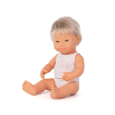 Imagen de Muñeco Síndrome de Down Rubio 38cm