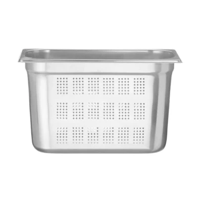 Imagen de HENDI Recipiente GN 1/3, con laterales y fondo perforados, contenedor GN, apilable, bordes lisos, resistente a temperaturas de 40 300C, 7,8L, altura: 200mm, acero inoxidable 18/10