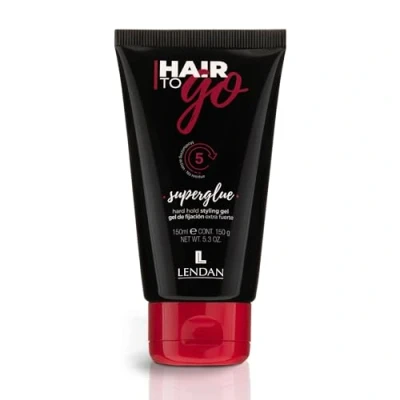 Imagen de LENDAN Gel Fijador de Pelo Superglue Hair To Go 150 ml Fijación Extra Fuerte Larga Duración Resistente a la Humedad Brillo y Suavidad Ideal para Cabellos Cortos o Medios