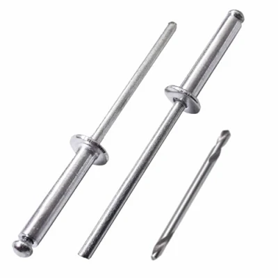 Imagen de SKIR&#039;CO 400 remaches ciegos de aluminio 4,0 x 24 mm, mandril acero, pop, cabeza cúpula, DIN 7337, broca incluida