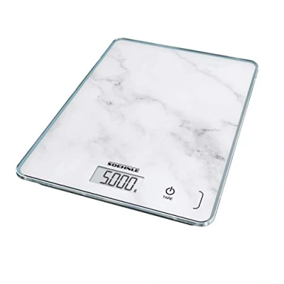 Imagen de Soehnle báscula para cocina Page Compact 300 Marble, de extraplana con 5 kg capacidad, balanza digital diseño colgar
