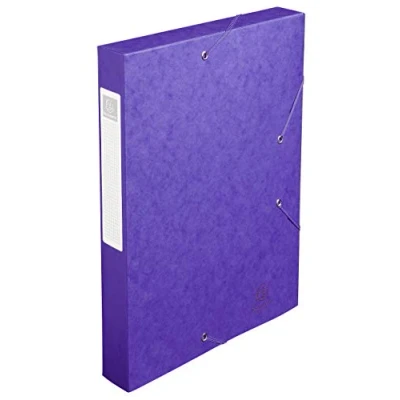 Imagen de Exacompta Ref 14015H Caja archivadora de cartón prensado Cartobox 25 x 33 cm, adecuada para documentos A4, correas elásticas en 2 esquinas, lomo 40 mm, certificado FSC violeta