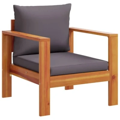 Imagen de vidaXL Sillón de jardín con Cojines Madera Maciza Acacia