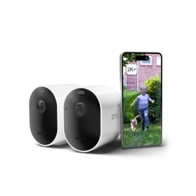 Imagen de Arlo Pro 5 Camara de Vigilancia WiFi Exterior 2K, Interior, Sensor Movimiento, Alarmas para Casa, Visión Nocturna Color, Prueba Secure Incluida, 2 Cámaras, Blancas