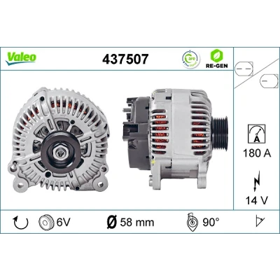 Imagen de VALEO 437507 Alternador 14V 180A AUDI: Q7, A6 C6 Berlina, A8 D3, VOLKSWAGEN: Touareg I norauto, oscaro, mister auto