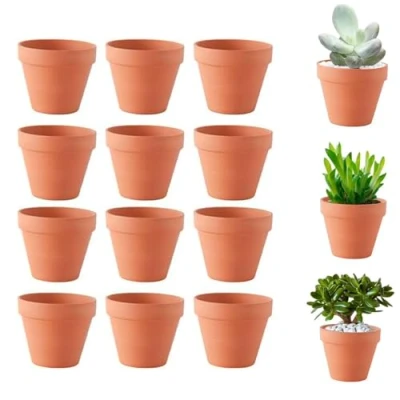 Imagen de 12 Piezas Maceteros de Terracota, Pequeñas Macetas Arcilla para Plantas Semillas Cactus Escritorio Antepecho Oficina Regalo Boda Navidad