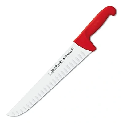Imagen de 3 Claveles Cuchillo Carnicero Alveolado Proflex, Acero Inoxidable, Rojo, 30 cm 12&quot;