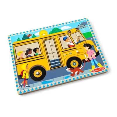 Imagen de Melissa &amp; Doug Wheels On The Bus Puzzle Sonoro con Filastrocca, 6 Pezzi, Multicolore, 10739