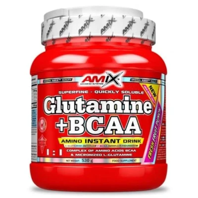 Imagen de AMIX Bcaa Glutamina 530 Gramos Complemento Alimenticio de en Polvo Reduce el Catabolismo Muscular Óptimo para Deportistas Sabor Piña Aminoácidos Ramificados