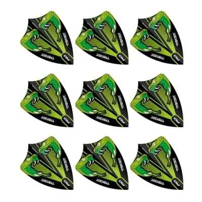 Imagen de RED DRAGON Hardcore Peter Wright Snakebite Verde Transparente Freestyle Dart Flights 3 juegos por paquete (9 vuelos de dardos en total)