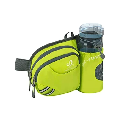 Imagen de Waterfly Riñonera Running Deportiva Hombre Mujer con Soporte para Botellas Bolsa de Cintura Correr Senderismo (Verde Claro)