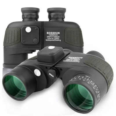 Imagen de 10X50 Prismáticos Marinos para Adultos Impermeable con Brújula BAK4 a Prueba de Niebla Prism Lens Binoculares Militar Navegación Observación Aves y Caza (G)