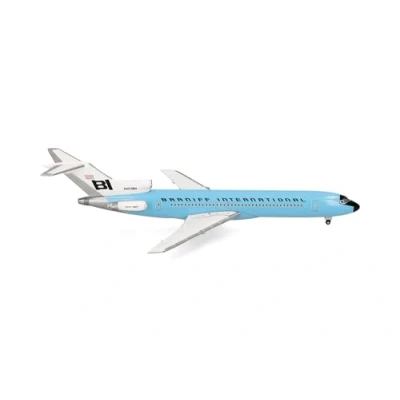 Imagen de herpa Modelo de avión Braniff International Boeing 727 200 N403BN Solid New Dark Blue, Miniatura a Escala 1:500, Artículo colección, sin Soporte, Metal