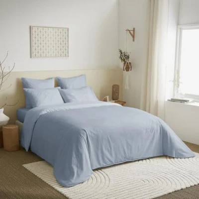 Imagen de UNIVERSDECOR Pack completo de 6 piezas, 260 x 240 cm, 100% algodón, 57 hilos/cm², para cama 2 plazas, tamaño King (azul cielo, paquete 240, 180 200 cm)