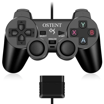 Imagen de OSTENT Wired Analógico Controlador Gamepad Joystick Joypad para Sony Playstation PS2 PS1 PS One PSX Console Dual Shock Vibration Video Games