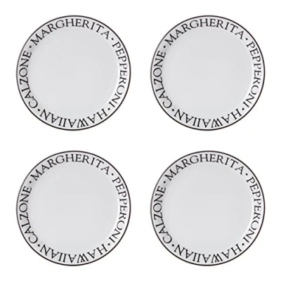Imagen de Premier Noir Platos para Pizza, Juego de 4, Porcelana, Blanco, 23 x 2 cm, 4