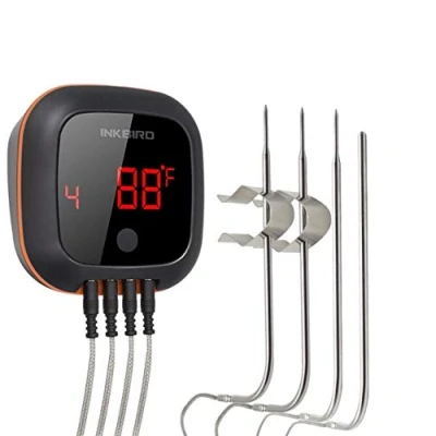 Imagen de Inkbird IBT 4XS Termómetro de carne inalámbrico para Barbacoa parrilla Bluetooth con batería recargable magnética Pantalla giratoria Asador asada Ahumador