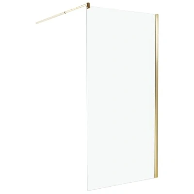 Imagen de Mampara de ducha vidrio templado sin puerta dorado 100 x 190 cm Ahaus
