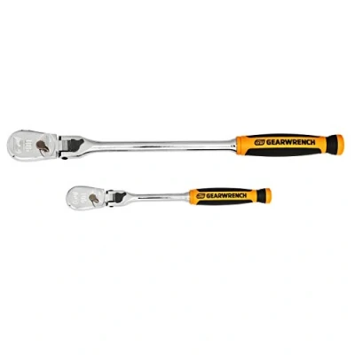 Imagen de GEARWRENCH Juego de 2 trinquetes lágrima cabeza flexible bloqueo doble material 90 dientes 1/10.2 cm y 3/20.3 81275T