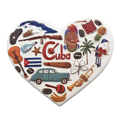 Imagen de imán 3D para nevera con forma de corazón Cuba, recuerdos turísticos, pegatinas magnéticas resina, nevera, decoración del hogar y la cocina China (Cuba)