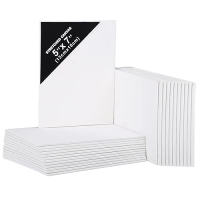 Imagen de Belle Vous Pack de 24 Lienzos para Pintar en Blanco 13 x 18 cm Set Panel Lienzo Preestirado Aptos Pintura Acrílica y al Óleo Bocetos Dibujos
