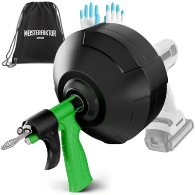 Imagen de Meisterfaktur Desatascador Tuberias [15M] Función Automática Espiral para Desatascar ¡Espiral Limpiador de Desagües y Tuberías Aficionados al Bricolaje!