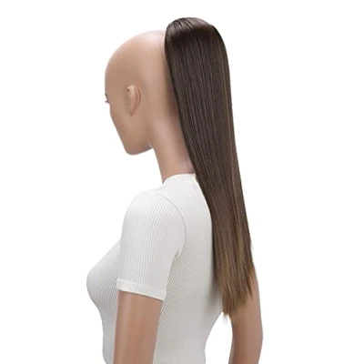 Imagen de CAISHA 55 cm Postizo Extensiones De Cabello Trenza Con Cierre Cordón Liso Mezcla Marrón PH521