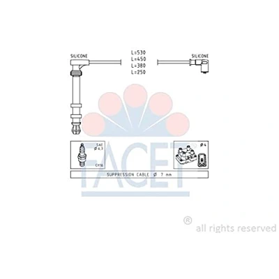 Imagen de FACET 4.9503 Juego de Cables Encendido Made in Italy OE Equivalent FIAT: Brava Hatchback, Siena, LANCIA: DELTA 2