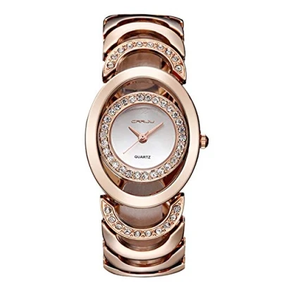 Imagen de RORIOS Moda Mujer Relojes de Pulsera Dial Simulado Diamante Acero Inoxidable Reloj Dama