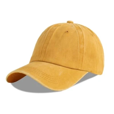 Imagen de LANGZHEN Gorra de béisbol Neutral 100% algodón Puro para Hombres y Mujeres Lavado Vaquero Ajustable Sombrero papá (Amarillo, Grande)